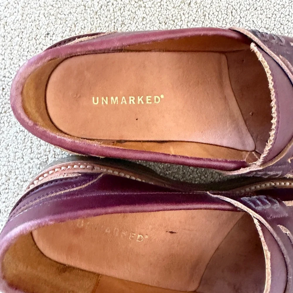 Unbranded Men's Burgundy Leather Penny Loafers - Picture 3 of 4